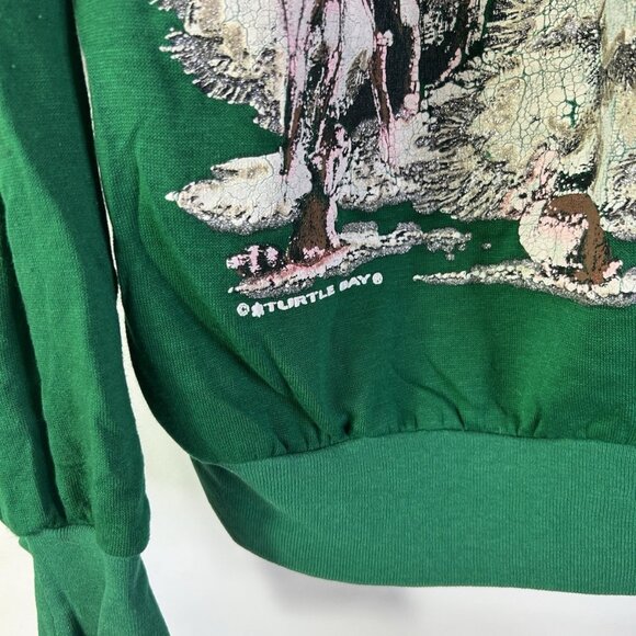 Vintage 80s Streetwear Snowy Trees Deer Nature Crewneck Sweatshirt Christmas - Picture 3 of 9